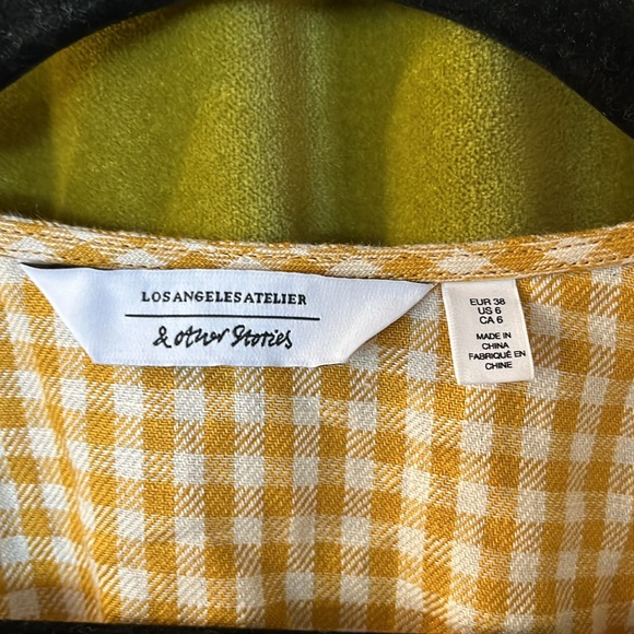 & Other Stories Linen Yellow Gingham Maxi Wrap Dress 6 - Picture 3 of 4